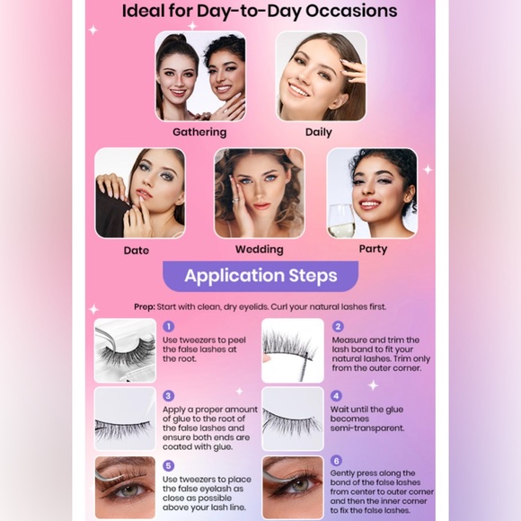 Easy False Eyelashes Animal Magic 5 pairs of Mixed Super Natural with tweezers - Picture 7 of 12